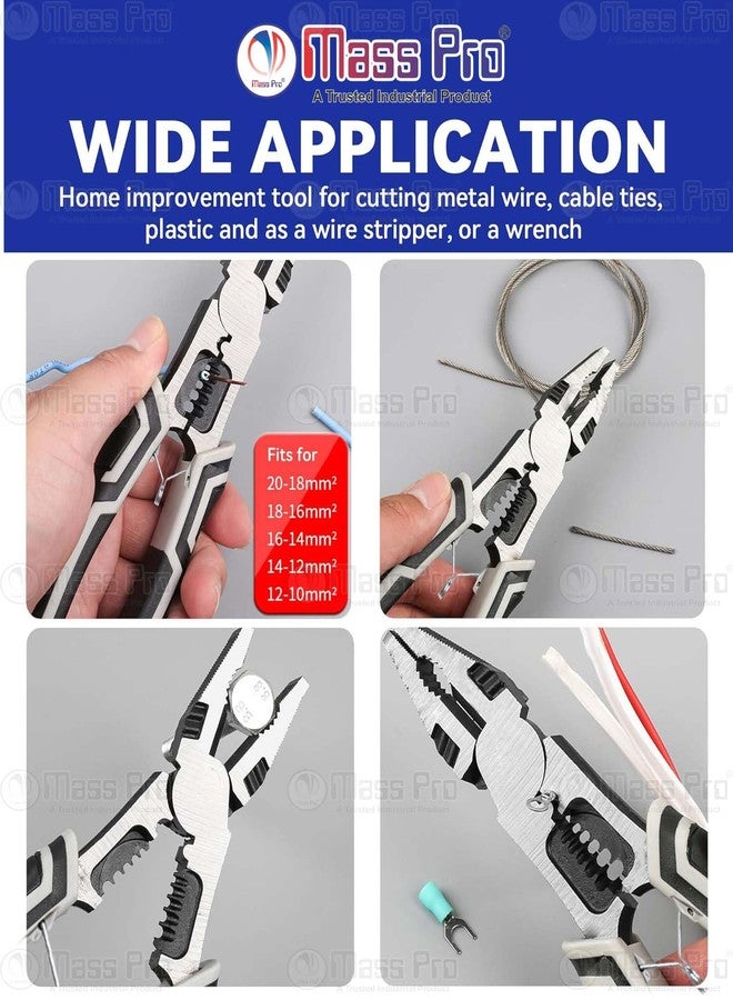 Mass Pro Multipurpose Lineman Plier - Cutting, Gripping, Wrench, Crimping, and Wire Stripping Tool (Chrome Vanadium Steel) - Image 3